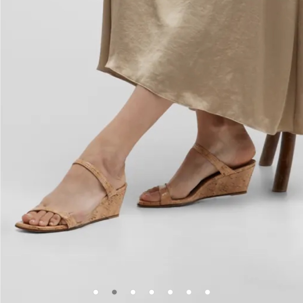 Stuart Weitzman Aleena Square Toe Wedge Slide San… - image 1